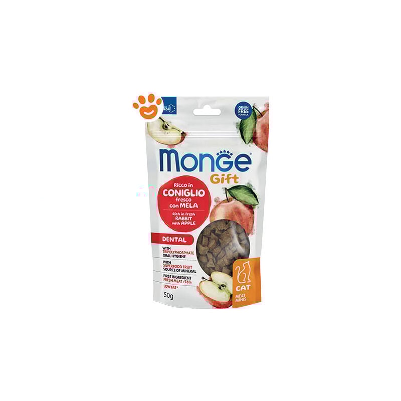 foto del prodotto cat gift meat minis dental coniglio con mela omaggio cat gift meat minis dental coniglio con mela omaggio confezione da 50 gr omaggio gift