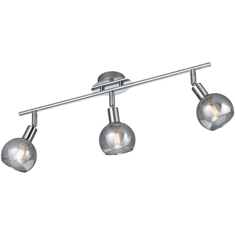 foto del prodotto frankystar brest barra 3 spots metallo cromo con vetri fume l. 58cm