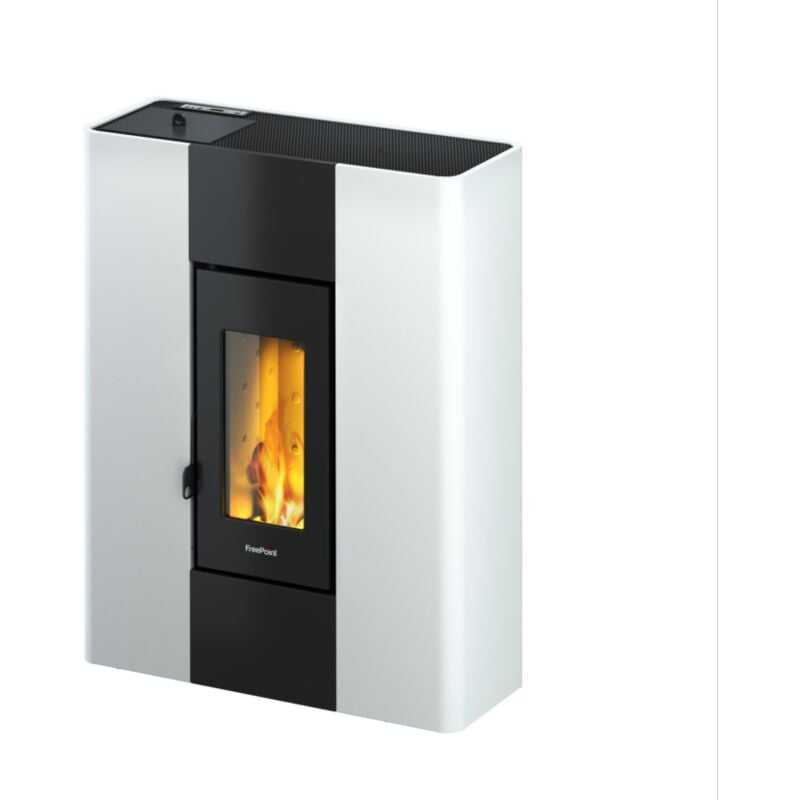 foto del prodotto freepoint stufa a pellet slim ermetica roxy bianco 7 kw