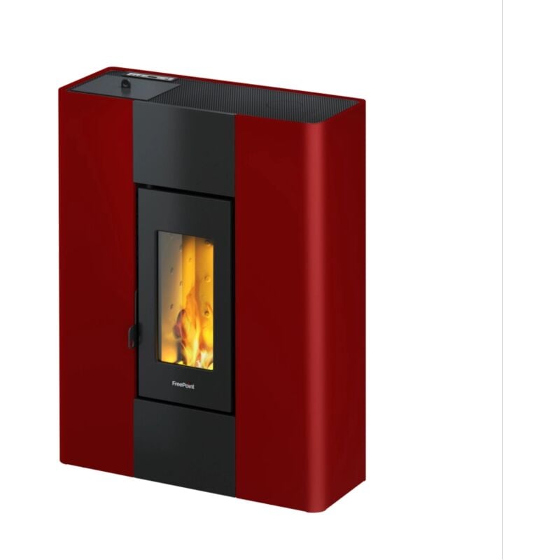 foto del prodotto stufa a pellet slim ermetica freepoint roxy bordeaux 7 kw