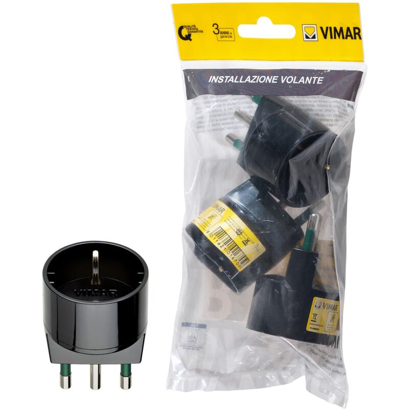 immagine 0 del prodotto vimar fp00303 adattatore semplice sicury 250 v 3 pezzi, spina grande 2p t 16a standard it tipo s17, presa 2p t 16a standard it tipo p30