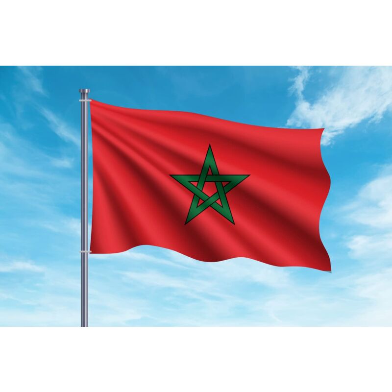 foto del prodotto oedim bandiera del marocco 150x85 cm rinforzata e con impunture bandiera con 2 occhielli metallici e impermeabile, rosso verde, leg06500001