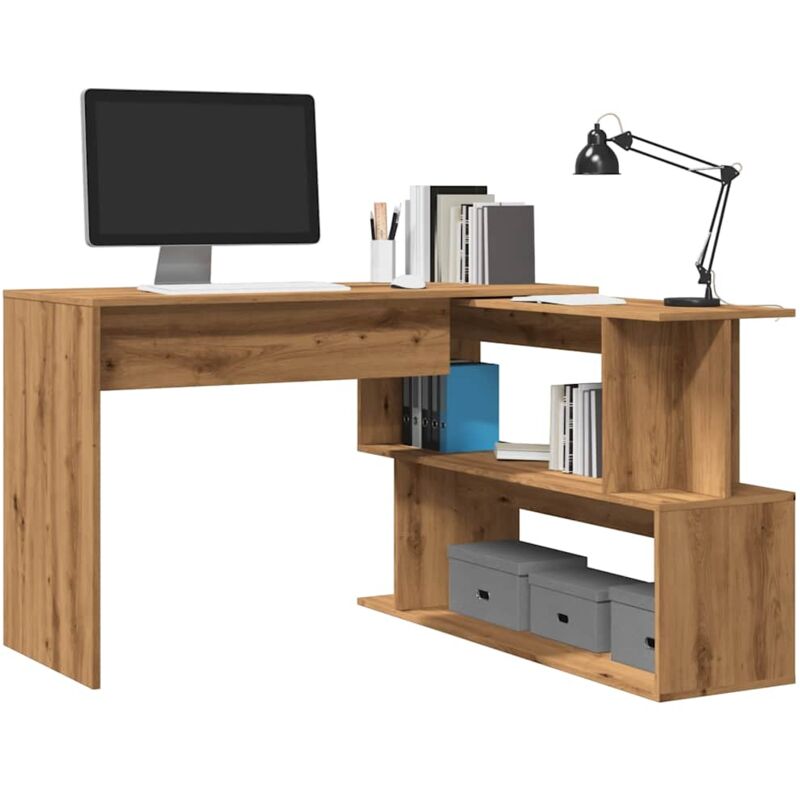 foto del prodotto scrivania angolo rovere artigianale 200,5x50x76 cm truciolato vidaxl