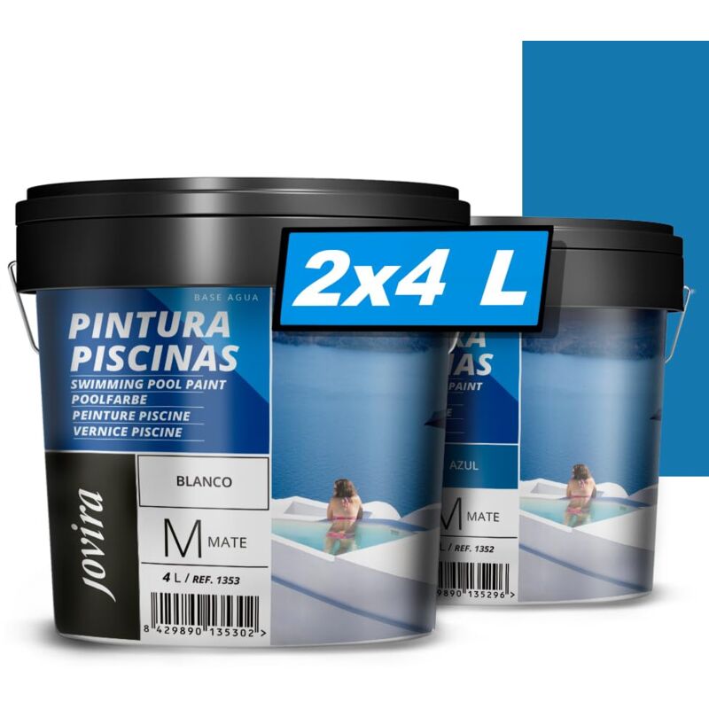 foto del prodotto pitture per piscine, protezione e decorazione di piscine. 2x4 litri, blu jovira pinturas