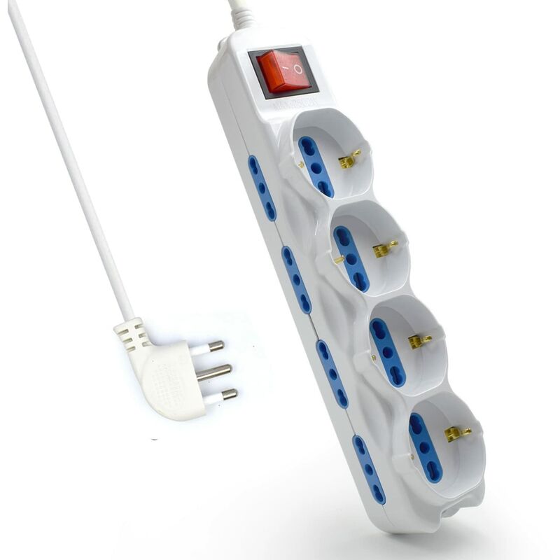 foto del prodotto ewent multipresa a 12 posti, ciabatta elettrica con 12 prese 4 schuko tedesche 8 italiane 10a 16a spina italiana 10a potenza 250v 2500w