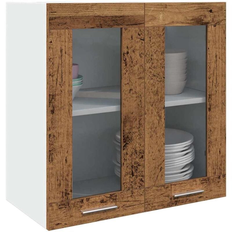 foto del prodotto vidaxl pensile da cucina lyon con anta in vetro legno antico
