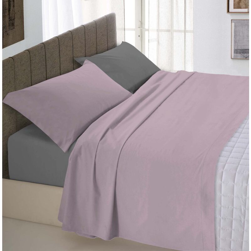 foto del prodotto homemania italian bed linen completo letto natural colour, rosa antico fumo, singolo