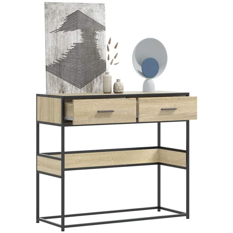 foto del prodotto vidaxl tavolo consolle rovere sonoma 90x35x80 cm in legno multistrato