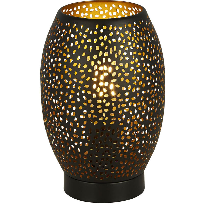 foto del prodotto searchlight abatjour contemporaneo laser acciaio nero oro 1 luce e27