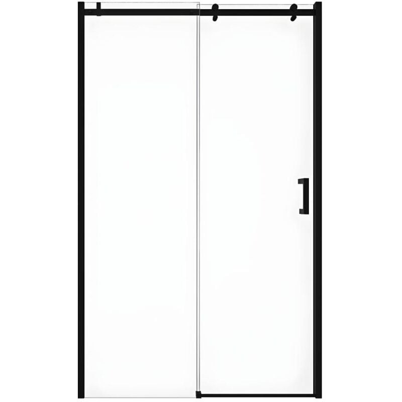 foto del prodotto porta per doccia scorrevole con ruote 120 x 195 cm nero opaco stile industriale anakao