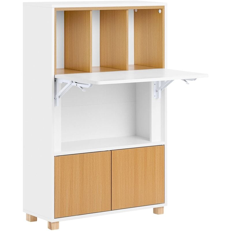 foto del prodotto sobuy scrivania pieghevole multifunzionale tavolo da lavoro con ripiani bianco naturale 70x108x59 cm fwt107 wn