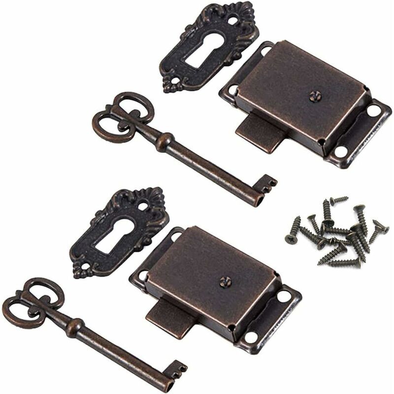 foto del prodotto fortuneville serratura per porta dell armadio antica, set di serrature antiche accessori hardware per mobili serratura vintage, set di serrature