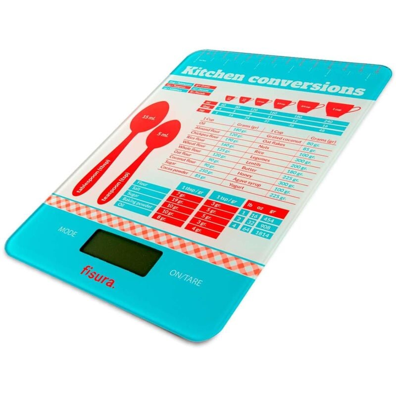 foto del prodotto fisura bilancia digitale da cucina misure da forno . bilancia elettronica originale 5kg 11lbs. bilancia alimentare multifunzione. vetro e abs. 15