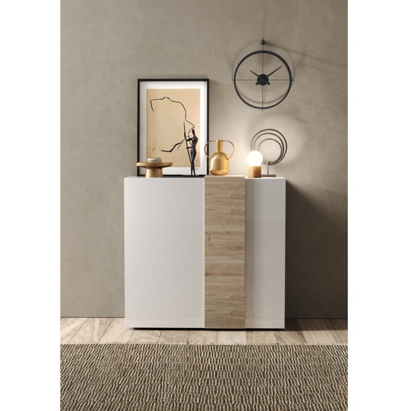 foto del prodotto madia soggiorno 2 ante l 121x113 bianco lucido rovere cadiz venus