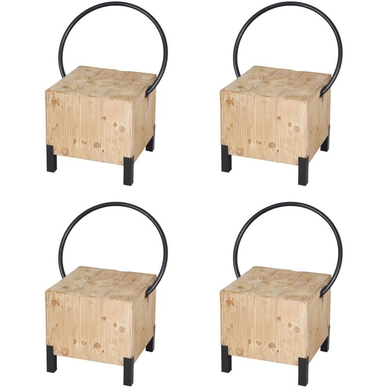 foto del prodotto set 4x sedie sala pranzo soggiorno industriale hhg 601 84x60x50cm legno abete naturale ferro nero