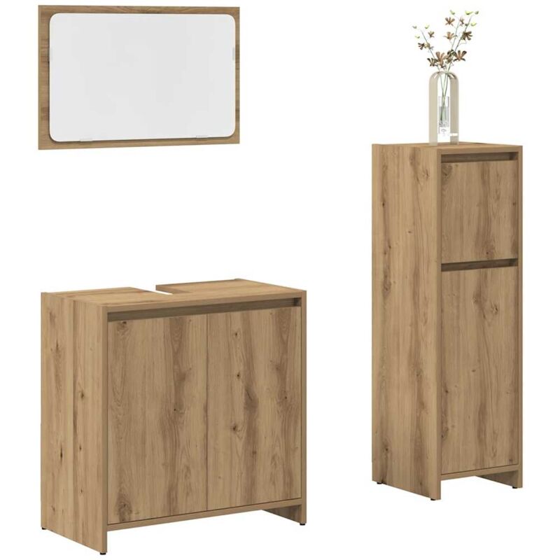 foto del prodotto vidaxl set mobili da bagno 3 pz rovere artigianale legno multistrato