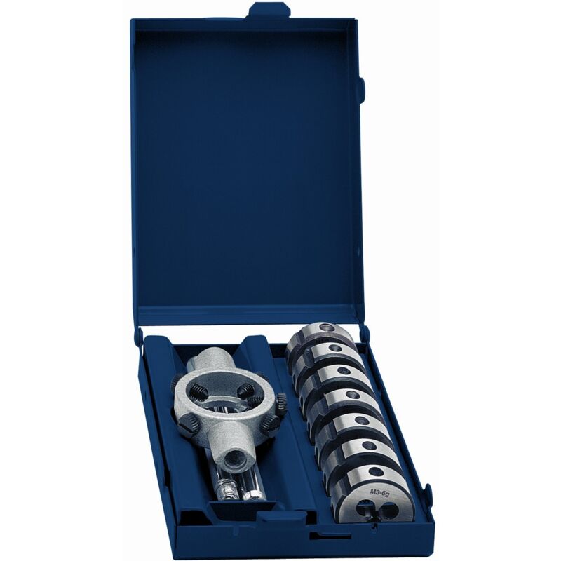 immagine 0 del prodotto exact eventus by 70418 set di 8 filiere m3 m12 hss con supporto per filiera 25 x 9