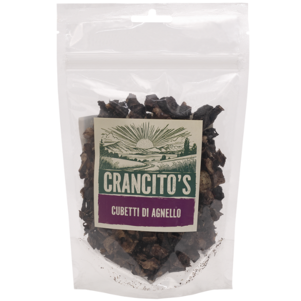 foto del prodotto crancito s snack naturale dog adult cubetti agnello 80 gr scadenza 30 09 2025 1 ordine scegli lo sconto bzr5 bzr20 200 punti fedelt 