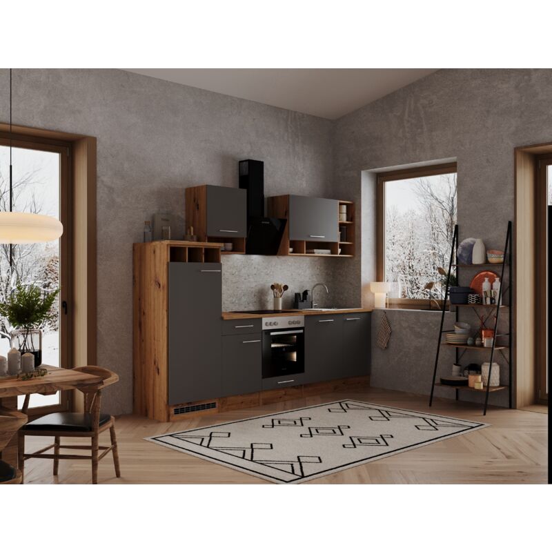foto del prodotto cucina blocco cucina blocco cucina cucina componibile rovere grigio hilde 280 cm respecta