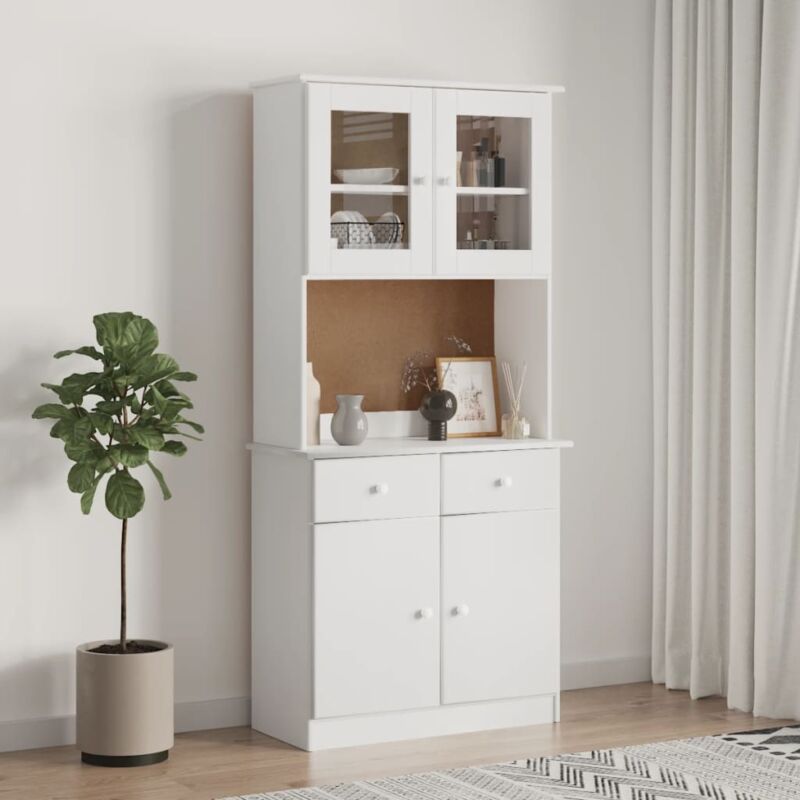 foto del prodotto vidaxl credenza alta bianca 77x35x165 cm in legno massello di pino