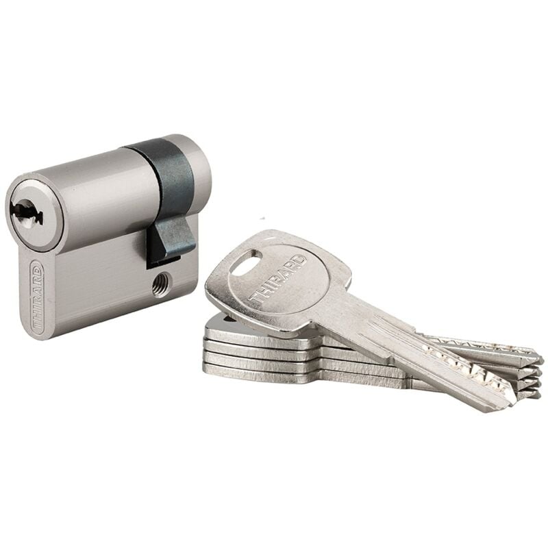 foto del prodotto thirard mezzo cilindro europeo 30x10mm trafic 6, nichel, antiperforazione, antirottura, 5 chiavi piatte reversibili