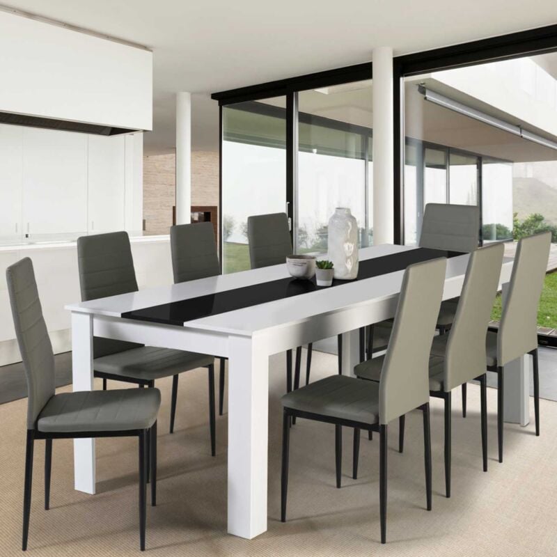 foto del prodotto georgia mesa de comedor blanca y negra para 8 160 x 90 cm
