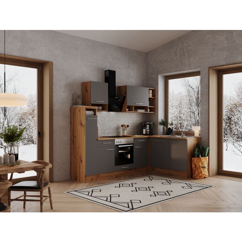 foto del prodotto cucina blocco cucina blocco cucina angolo cucina rovere grigio hilde 250x172 cm respecta