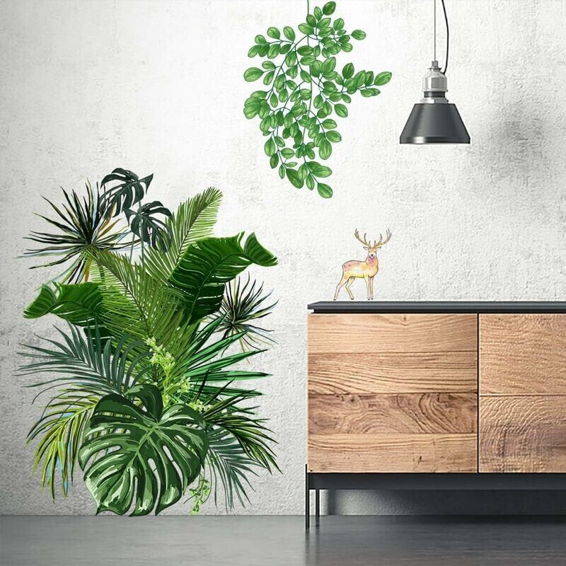 foto del prodotto rnemitery adesivo da parete fai da te, pianta tropicale, foglia, palma, adesivi murali, impermeabile, rimovibile, per porte, camere da letto,