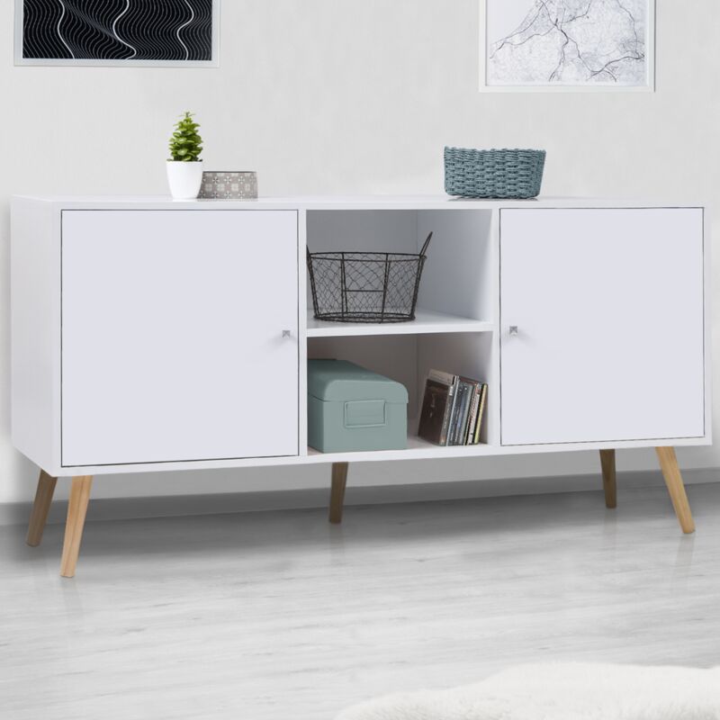 foto del prodotto idmarket credenza bassa scandinava 140 cm effie 2 ante legno bianco