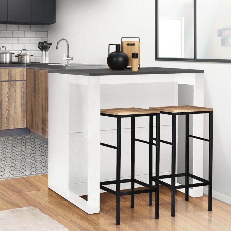 foto del prodotto idmarket tavolo bar a isola juno, legno bianco e piano grigio
