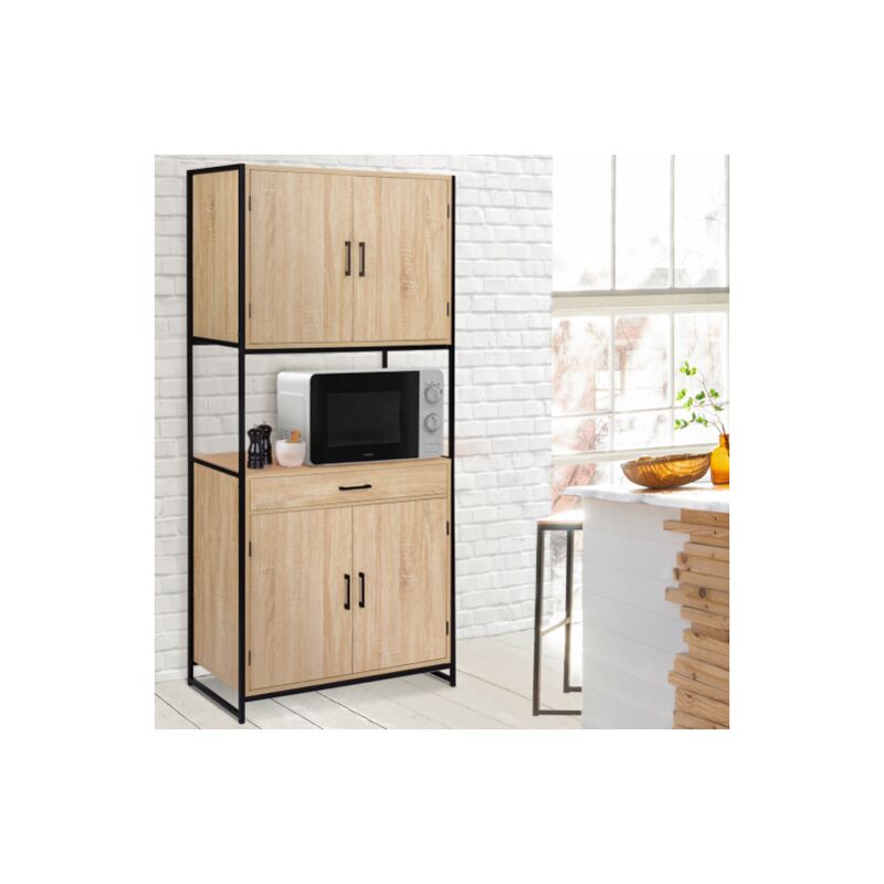 foto del prodotto 80 cm credenza da cucina detroit armadio di design industriale a 4 ante cassetto