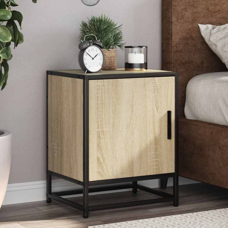 foto del prodotto vidaxl comodino rovere sonoma 40x31x50 cm legno multistrato e metallo
