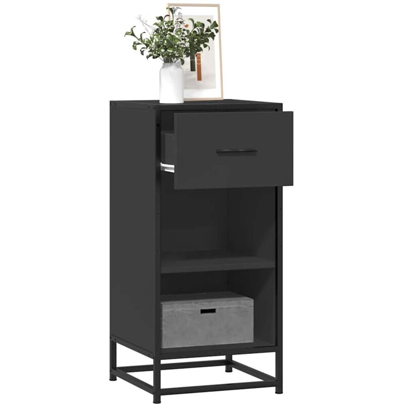 foto del prodotto vidaxl credenza rovere nera 35,5x35x76 cm in truciolato e metallo