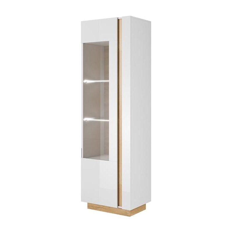 foto del prodotto vente unique vetrina 1 anta con led bianco brillante e rovere murari