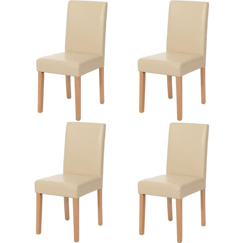 foto del prodotto set 4x sedie littau ecopelle soggiorno cucina sala da pranzo 43x56x90cm avorio piedi chiari