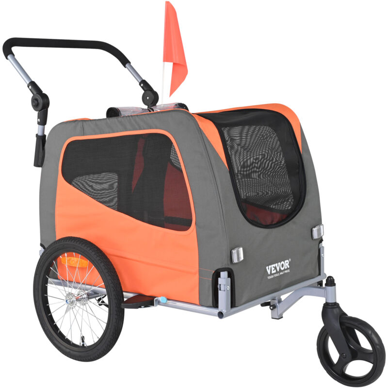 foto del prodotto vevor rimorchio bici per cani pieghevole portata max. 30kg passeggino per animali domestici con ruote a sgancio rapido, attacco universale, carrello