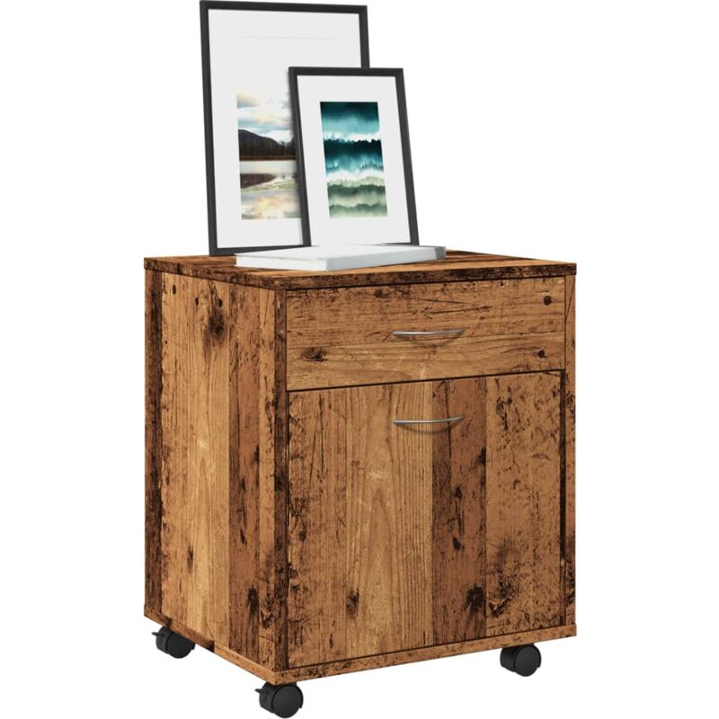 foto del prodotto vidaxl armadietto con ruote legno antico 45x38x54 cm legno multistrato