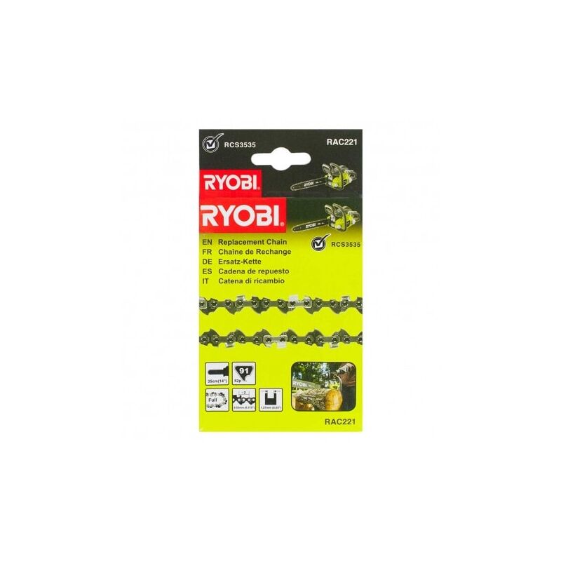 foto del prodotto catena 35cm 52 maglie 3 8 per motosega ryobi
