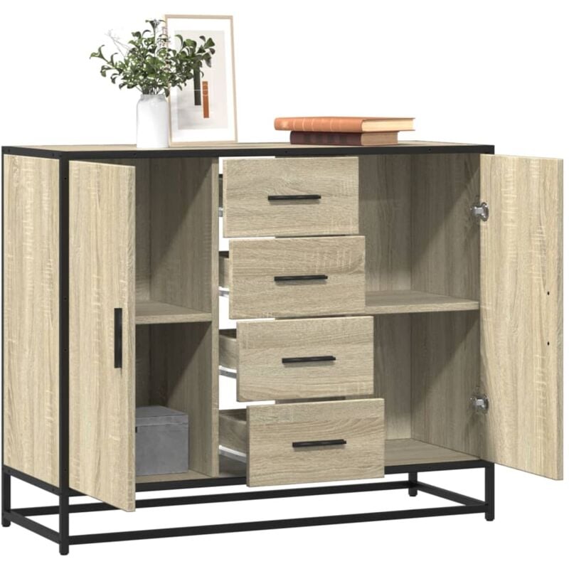 foto del prodotto vidaxl credenza rovere sonoma 92x35x76 cm in legno multistrato