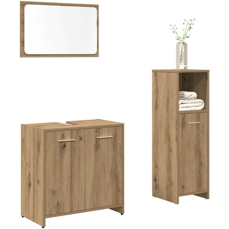 foto del prodotto vidaxl set mobili da bagno 3 pz rovere artigianale legno multistrato