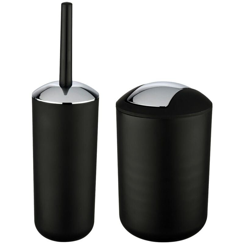 foto del prodotto pattumiera da bagno e scopino da bagno, 6 litri, accessori per il bagno, colore nero brasile ulisem