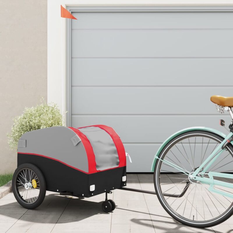 foto del prodotto vidaxl rimorchio da bici nero e rosso 45 kg in ferro