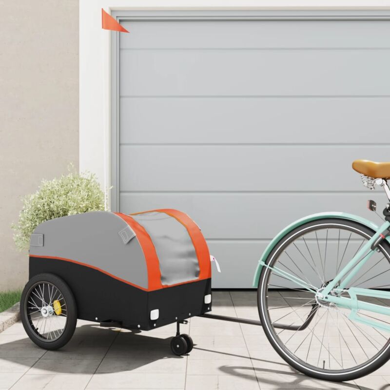foto del prodotto vidaxl rimorchio da bici nero e arancione 45 kg in ferro