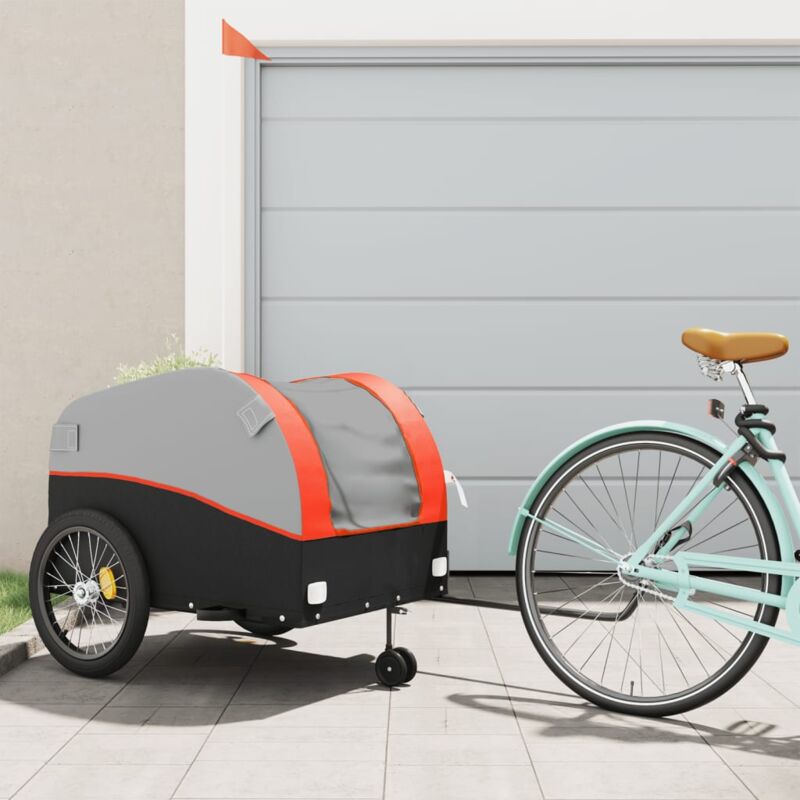 foto del prodotto vidaxl rimorchio da bici nero e arancione 45 kg in ferro