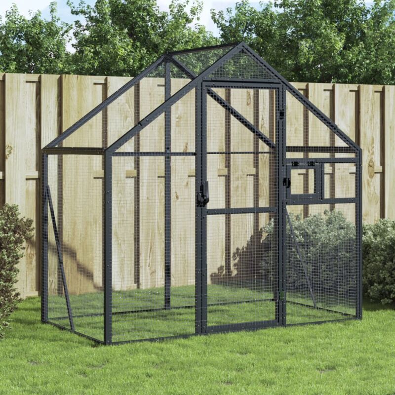 foto del prodotto vidaxl voliera antracite 179x100x185 cm in alluminio