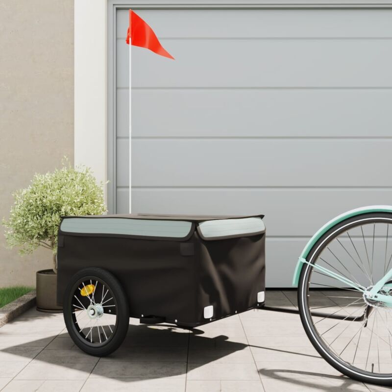 foto del prodotto vidaxl rimorchio da bici nero e grigio 45 kg in ferro