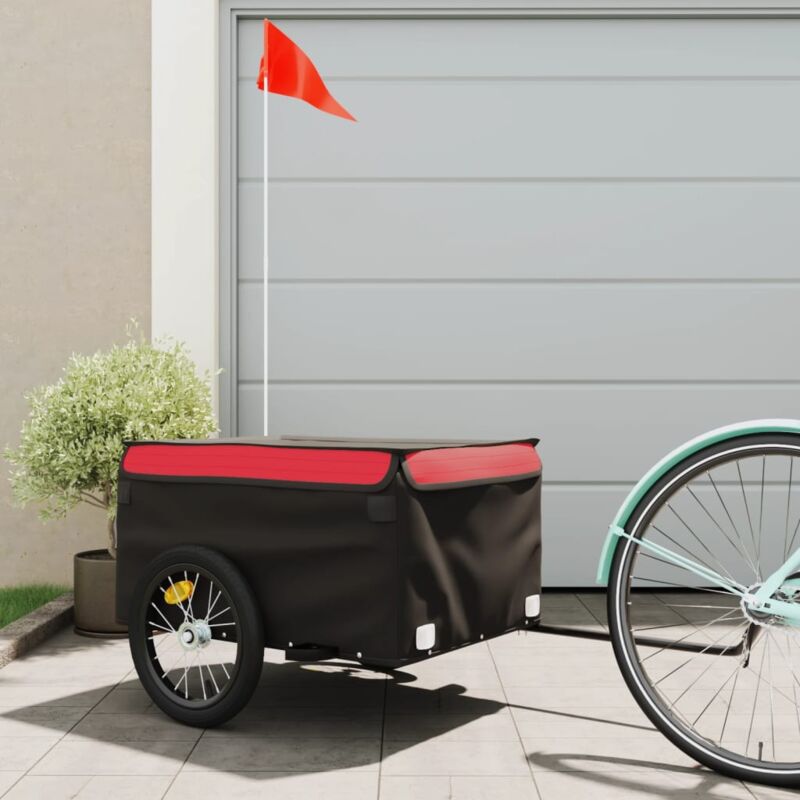 foto del prodotto vidaxl rimorchio da bici nero e rosso 45 kg in ferro