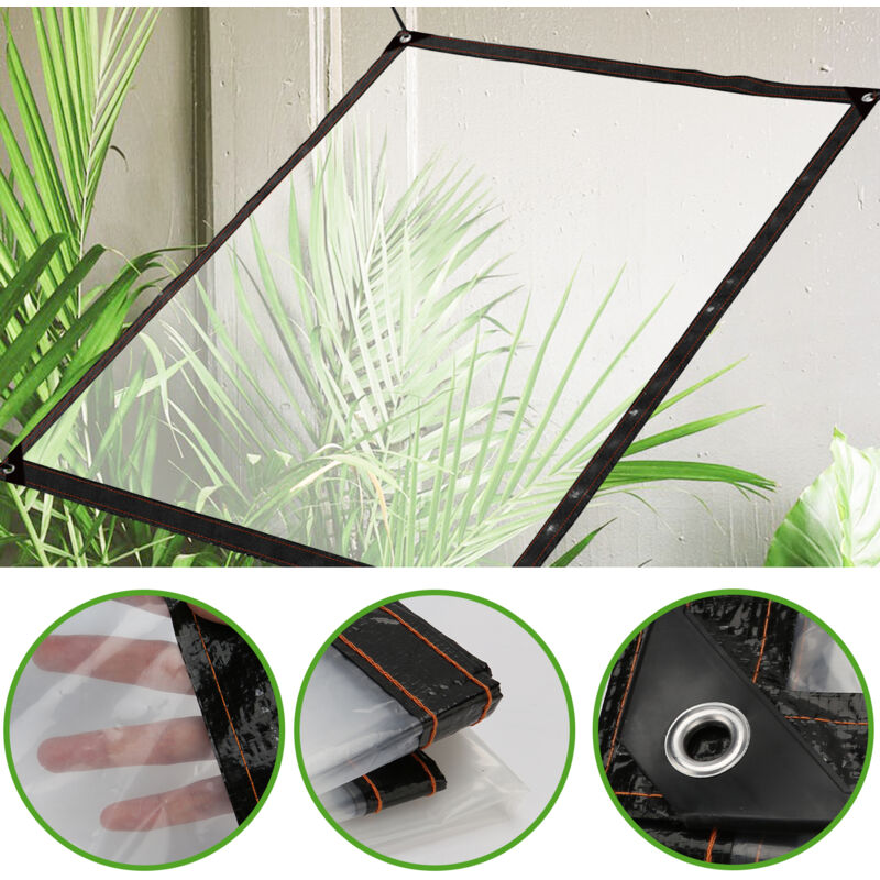 immagine 0 del prodotto hengda telone impermeabile trasparente con occhielli. telo trasparente resistente alle intemperie. tenda da balcone in plastica 3x3m