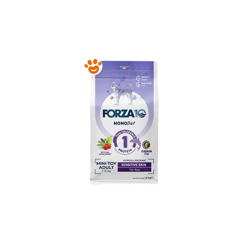 foto del prodotto forza10 dog monodiet mini adult sensistive skin pesce forza10 dog monodiet mini adult sensistive skin pesce sacco da 1,5 kg