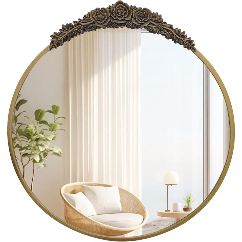 foto del prodotto 80cm specchio decorativo rotondo da ingresso bagno vintage da parete